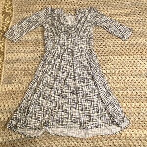 Karina Grimaldi Black Gold and White Midi Dress